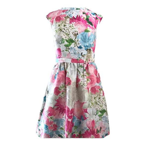 CYNTHIA STEFFE Floral Print Dress Jacquard Pink Peony Cocktail Fit & Flare 6 NWT - Picture 8 of 8